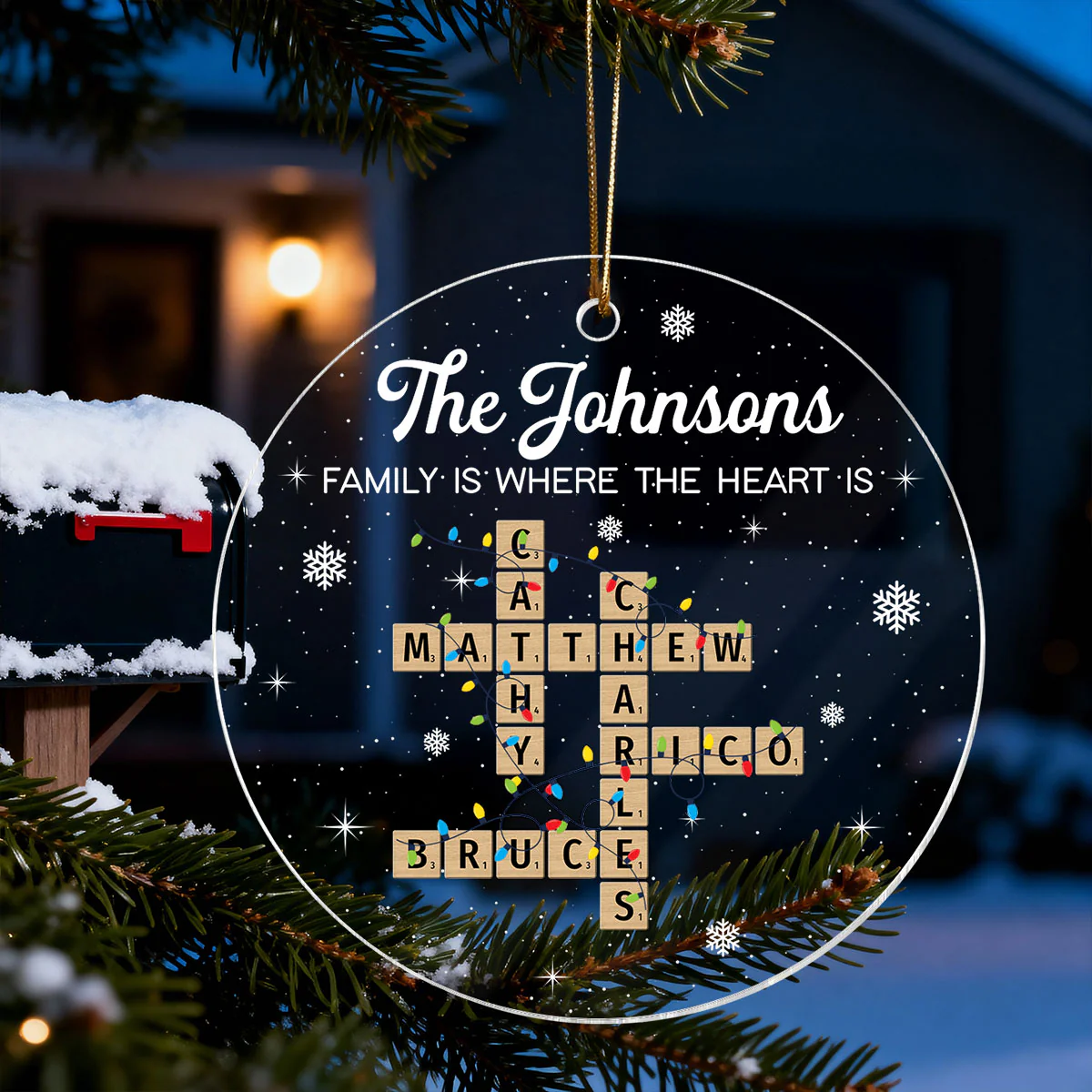 Holiday Festive Family Crossword Puzzle Art - Personalized Acrylic Ornament - Image 10