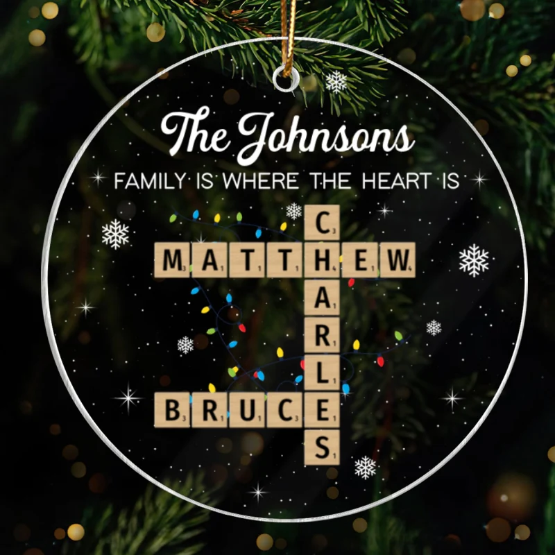Holiday Festive Family Crossword Puzzle Art - Personalized Acrylic Ornament - Image 12