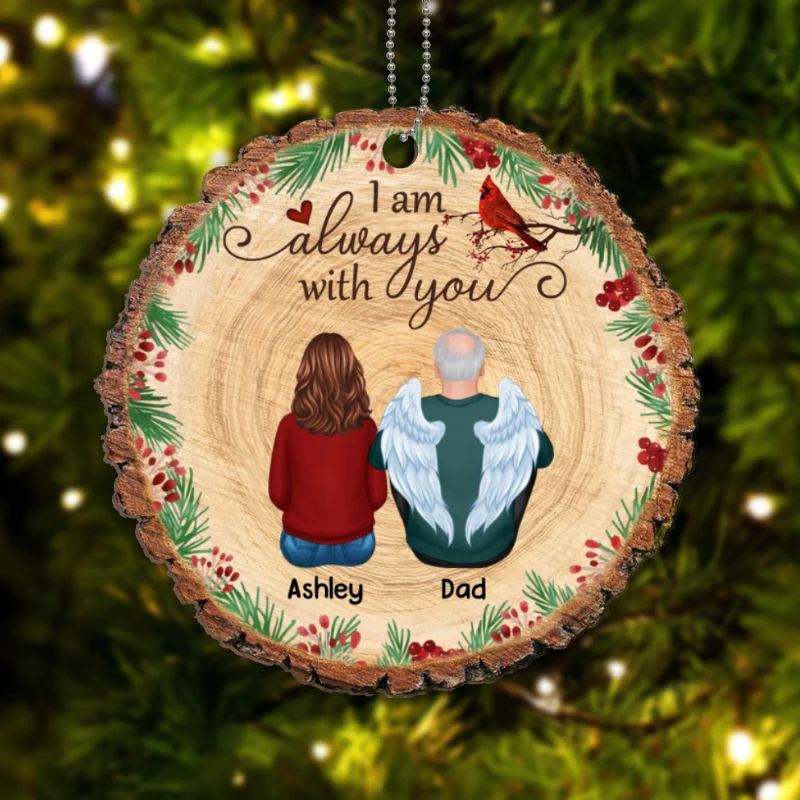 Holly Branch Family Memorial Personalized Wooden Ornament - Image 3