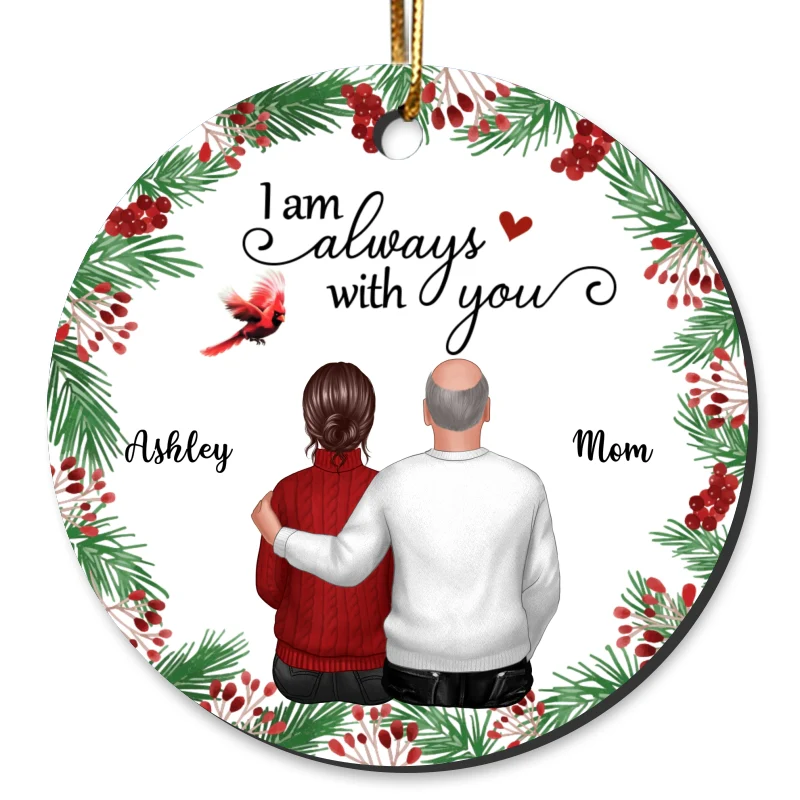 Holly Branch Memorial Personalized Circle Ornament - Image 4