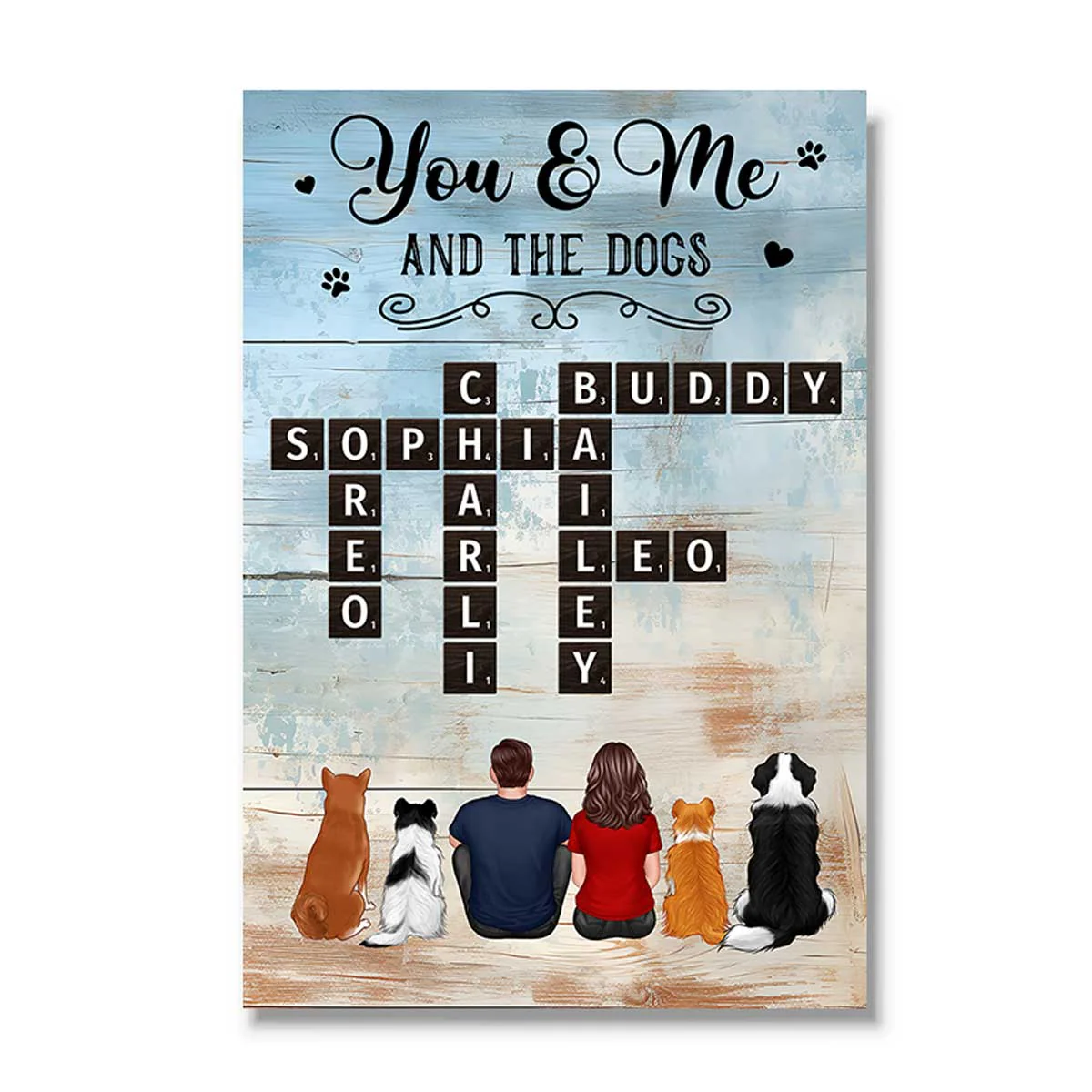 Home Filled With Love & Dog Hair Back View Couple & Dogs Personalized Poster - Image 2