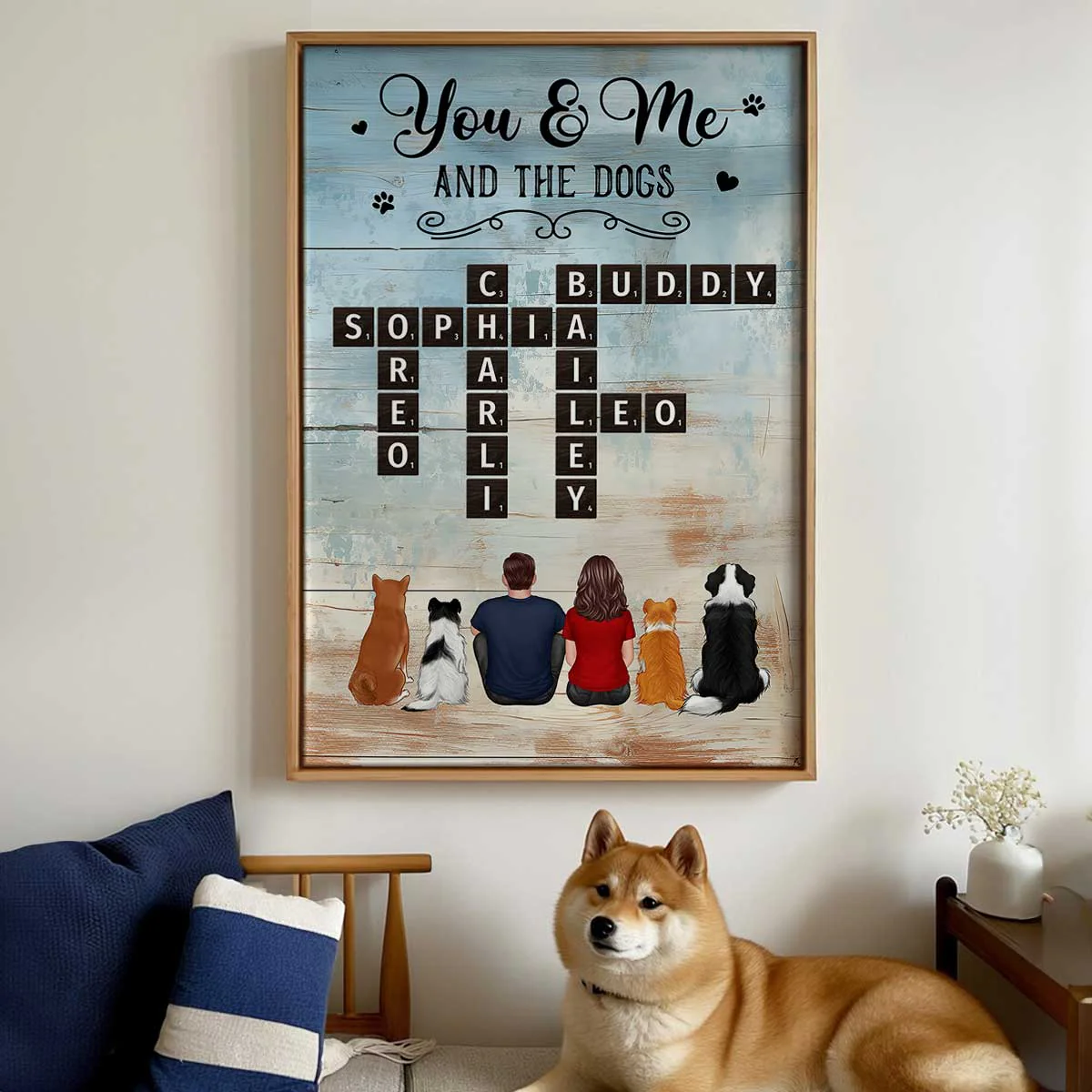 Home Filled With Love & Dog Hair Back View Couple & Dogs Personalized Poster - Image 3