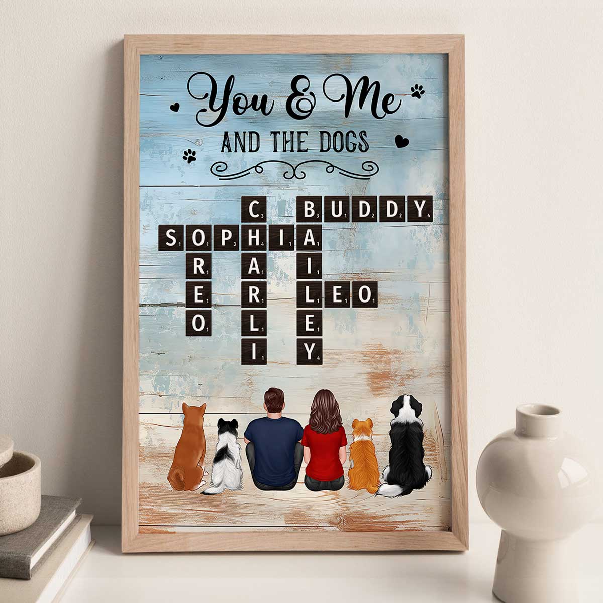 Home Filled With Love & Dog Hair Back View Couple & Dogs Personalized Poster - Image 6