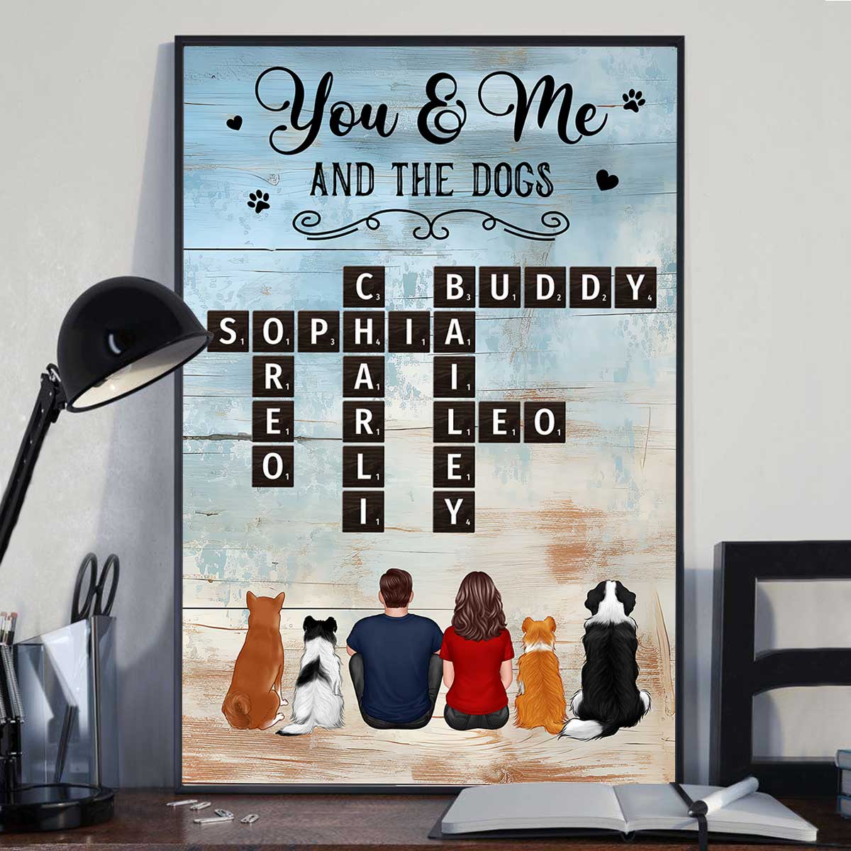Home Filled With Love & Dog Hair Back View Couple & Dogs Personalized Poster - Image 7