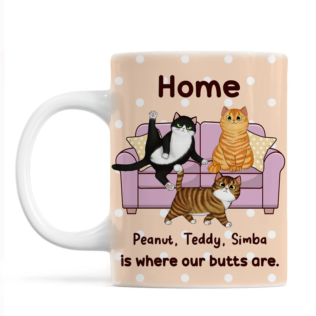 Home Is Where My Butt Is Funny Fluffy Cat Personalized Mug