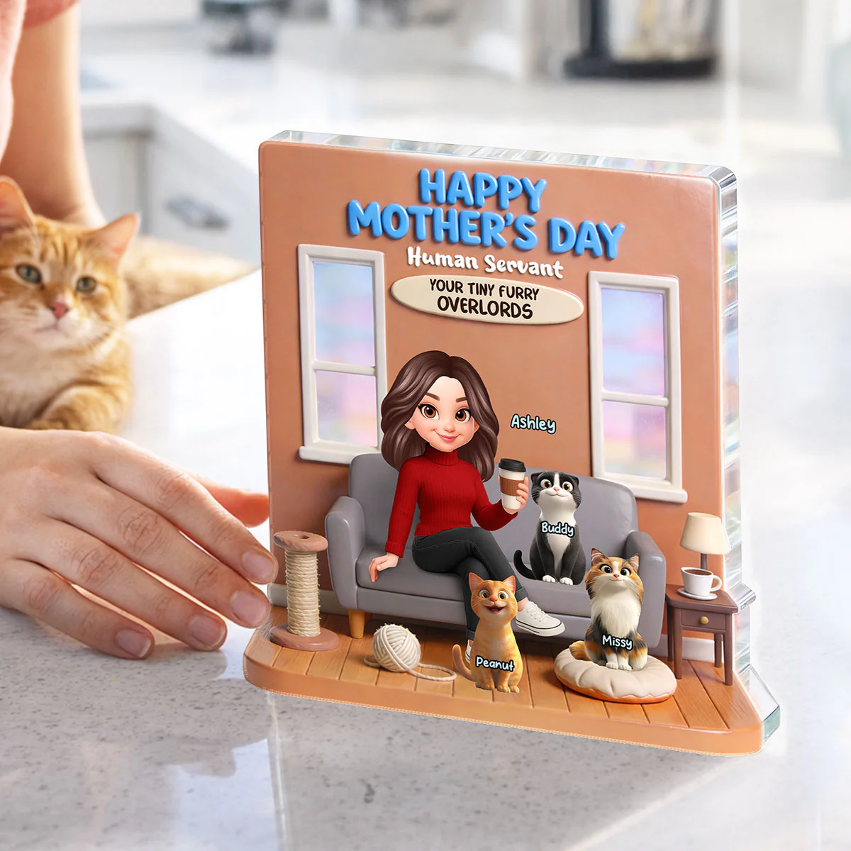 Home Is Where The Fur Is - Personalized Acrylic Block Plaque - Gift For Cat Lovers - Image 4