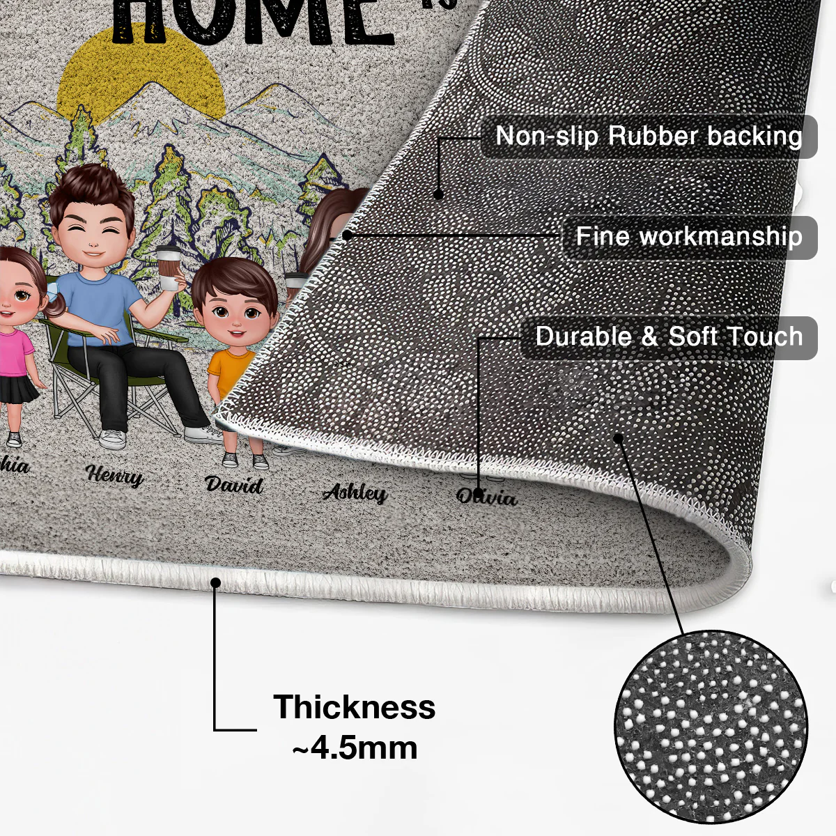 Home Is Where We Park It Doll Family Camping Personalized Doormat - Image 4