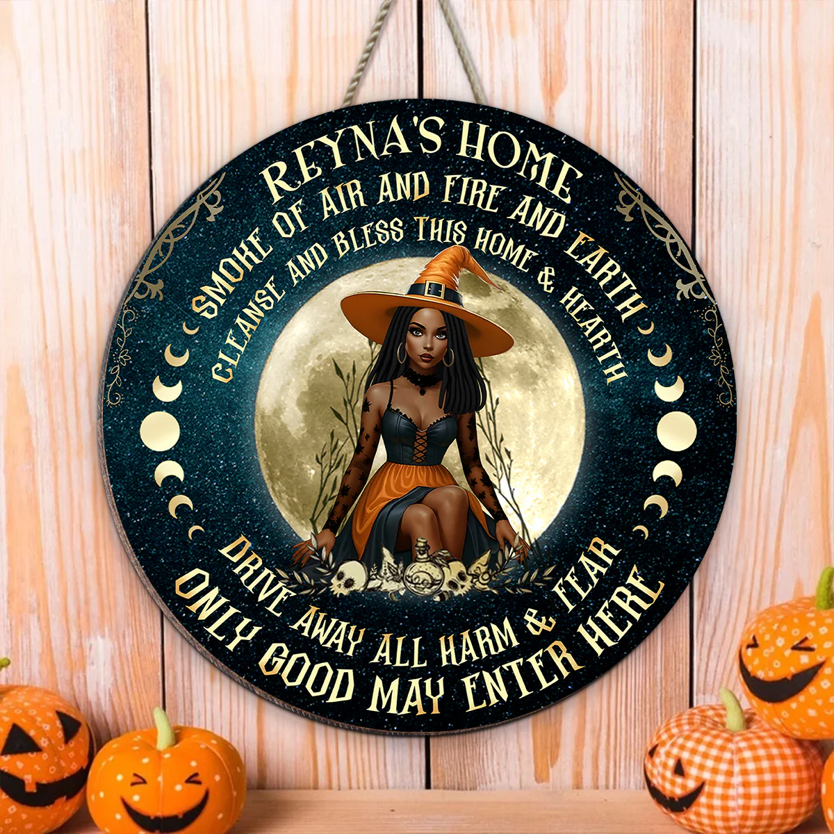 Home of Witch, Smoke of Air and Fire and Earth Personalized Wooden Door Sign, Halloween Decor - Image 6