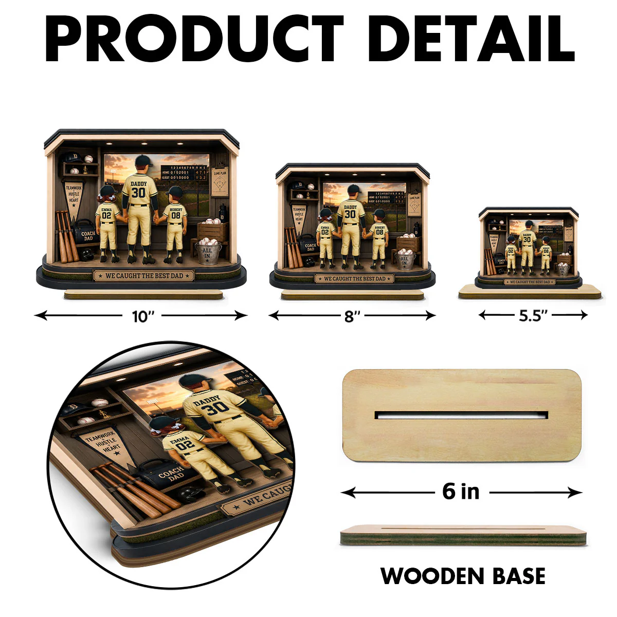 Home Run Baseball Dad & Kids - Personalized 2-Layered Wooden Plaque - Gift For Dad, Husband - Image 8