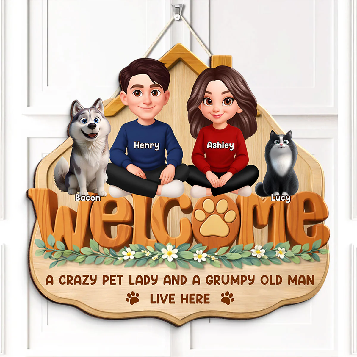 Home Sweet Fur - Personalized Door Hanger Sign - Gift For Dog, Cat Lovers - Image 4