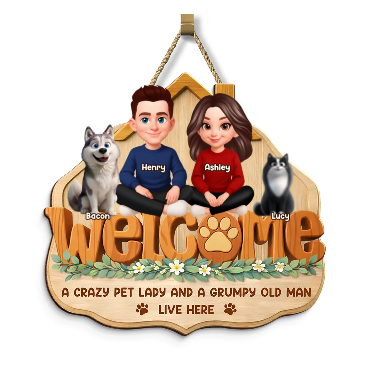 Home Sweet Fur - Personalized Door Hanger Sign - Gift For Dog, Cat Lovers - Image 9