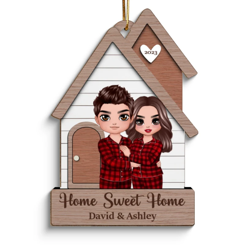 Home Sweet Home Couple Standing Outdoor Personalized Wooden Ornament - Image 5