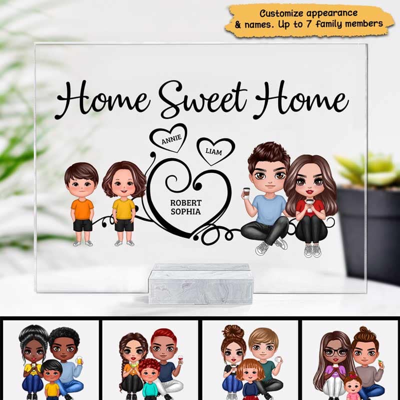 Home Sweet Home Doll Family Personalized Acrylic Plaque - Image 2