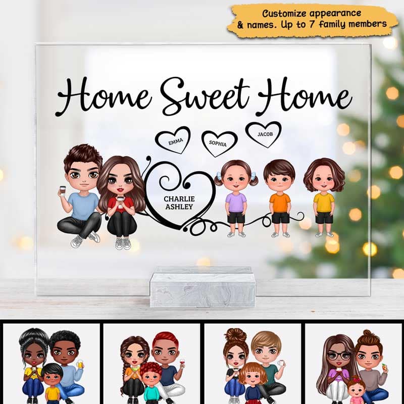 Home Sweet Home Doll Family Personalized Acrylic Plaque - Image 3