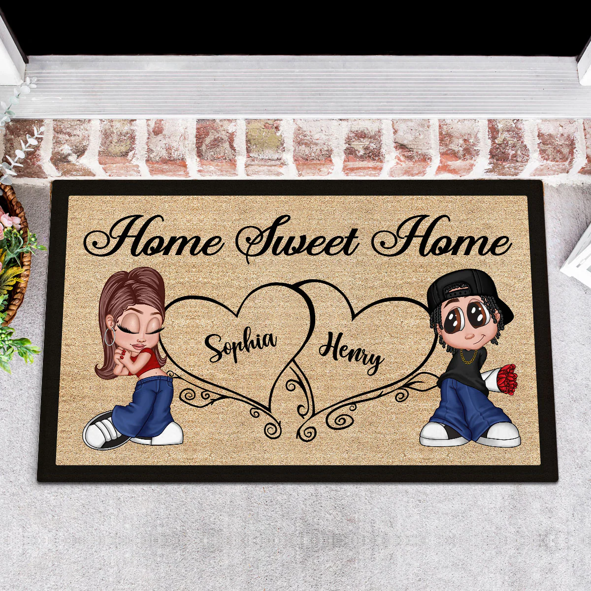 Home Sweet Home Y2K Couple Housewarming Gift Personalized Doormat