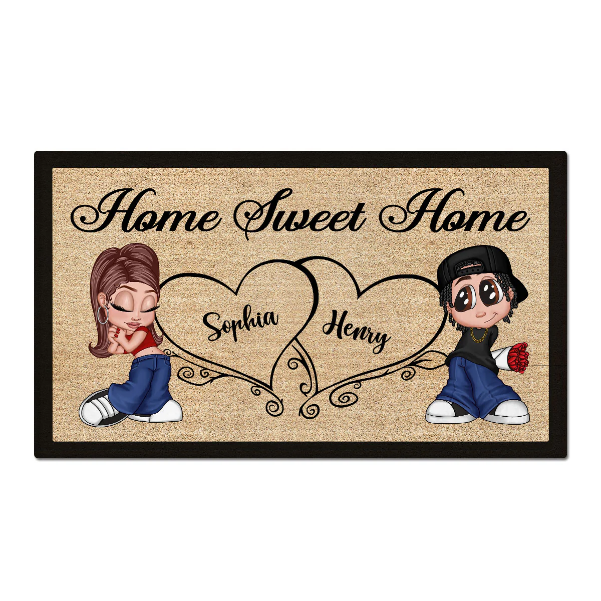 Home Sweet Home Y2K Couple Housewarming Gift Personalized Doormat - Image 2