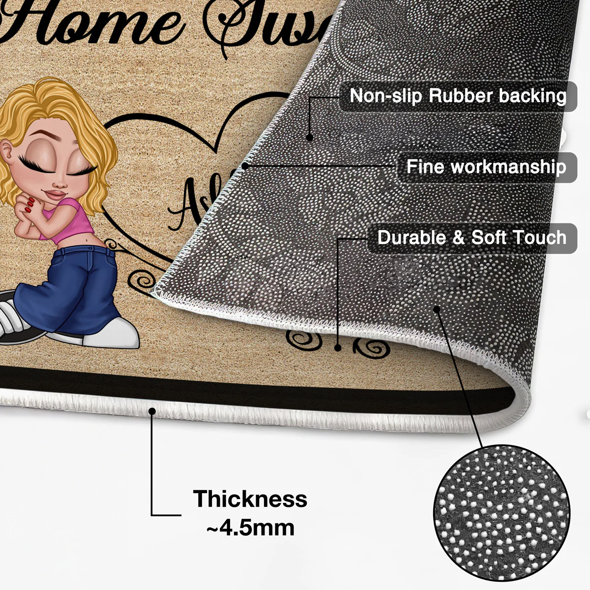 Home Sweet Home Y2K Couple Housewarming Gift Personalized Doormat - Image 4