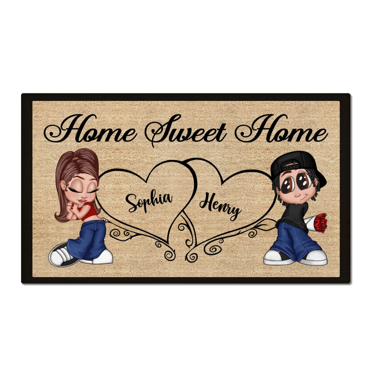 Home Sweet Home Y2K Couple Housewarming Gift Personalized Doormat - Image 6
