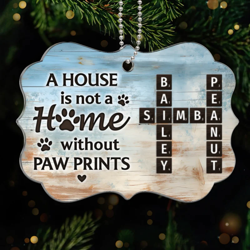 Home With Paw Prints Pet Crossword Puzzle Art Personalized Acrylic Ornament - Image 6