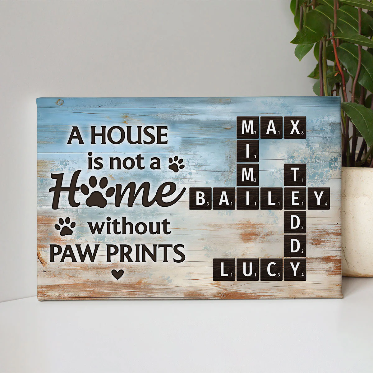 Home With Paw Prints Pet Crossword Puzzle Art Personalized Canvas - Image 7