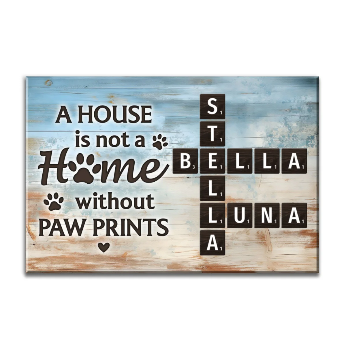 Home With Paw Prints Pet Crossword Puzzle Art Personalized Canvas - Image 9