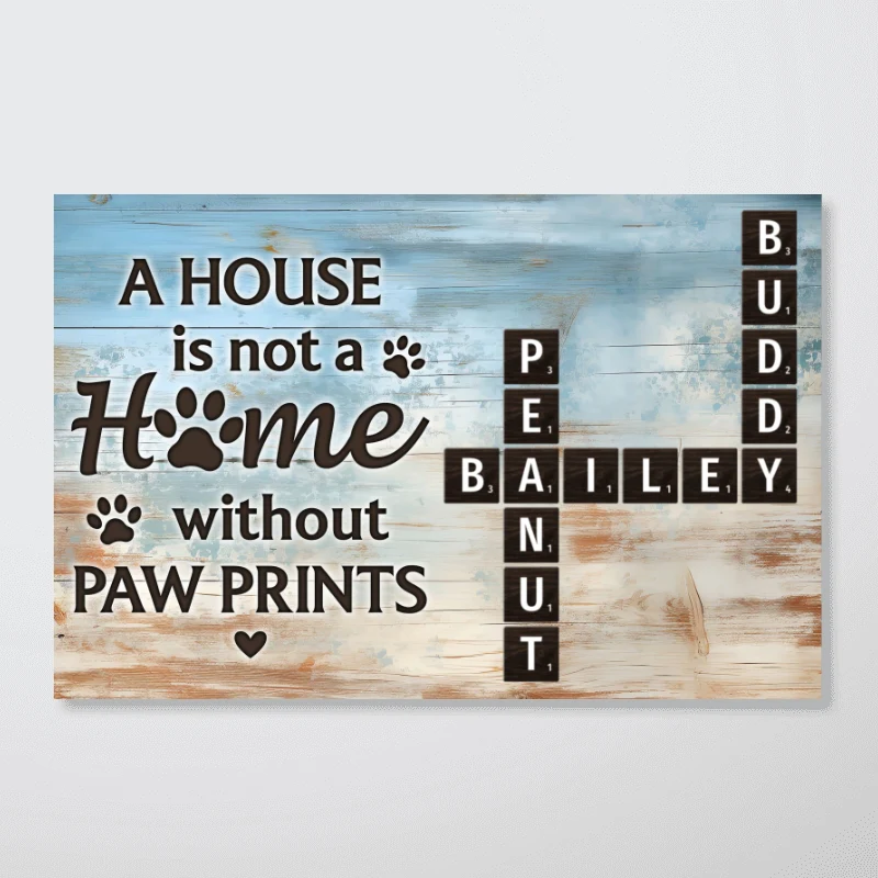 Home With Paw Prints Pet Crossword Puzzle Art - Personalized Poster - Image 8