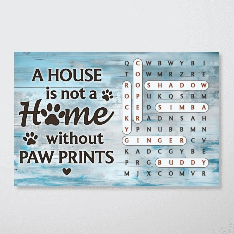 Home With Paw Prints Pet Name Word Search Puzzle - Personalized Poster - Image 12