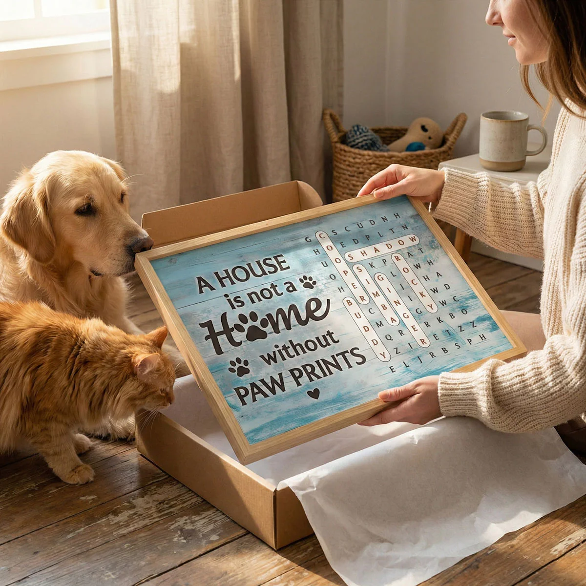 Home With Paw Prints Pet Name Word Search Puzzle - Personalized Poster - Image 2