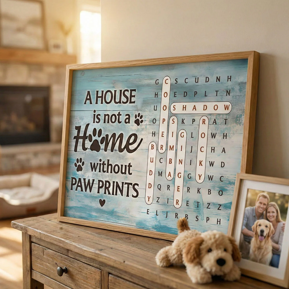 Home With Paw Prints Pet Name Word Search Puzzle - Personalized Poster - Image 4