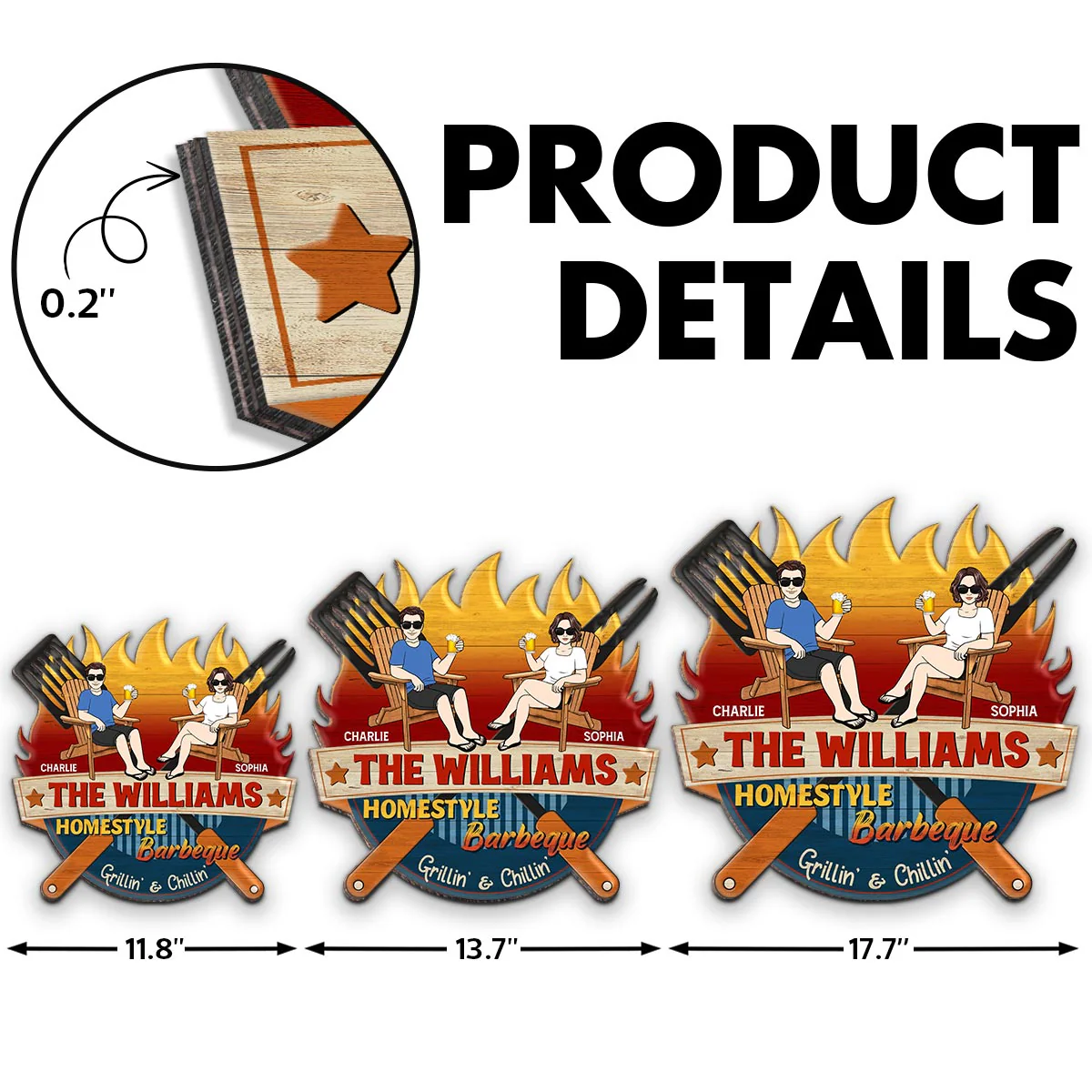 Homestyle Barbeque Couple Sitting Personalized Wood Sign - Image 6