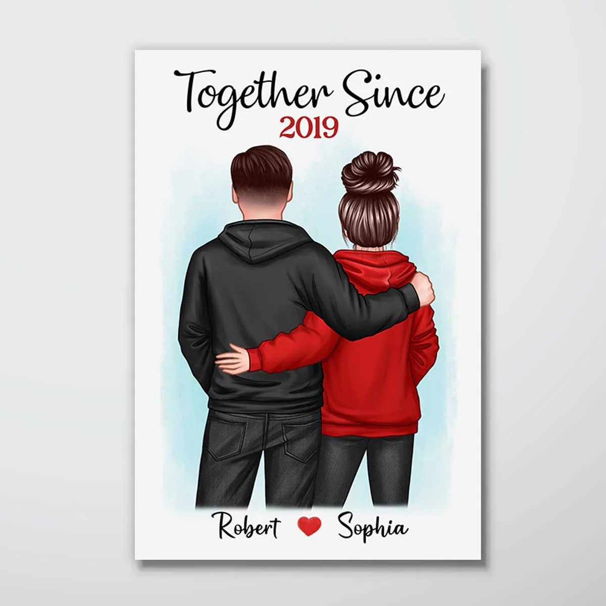 Hoodie Couple Back View Gift For Him Gift For Her Personalized Poster