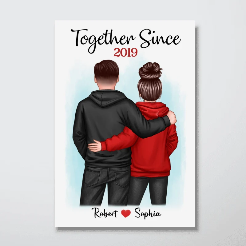 Hoodie Couple Back View Gift For Him Gift For Her Personalized Poster - Image 3