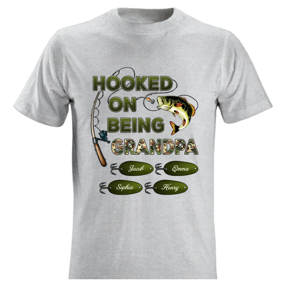 Hooked On Being Grandpa Papa Fishing Camouflage - Personalized Shirt - Gift For Proud American Dad, Grandpa - Image 10
