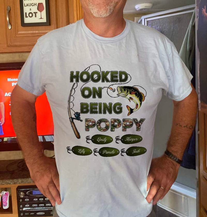 Hooked On Being Grandpa Papa Fishing Camouflage - Personalized Shirt - Gift For Proud American Dad, Grandpa - Image 7