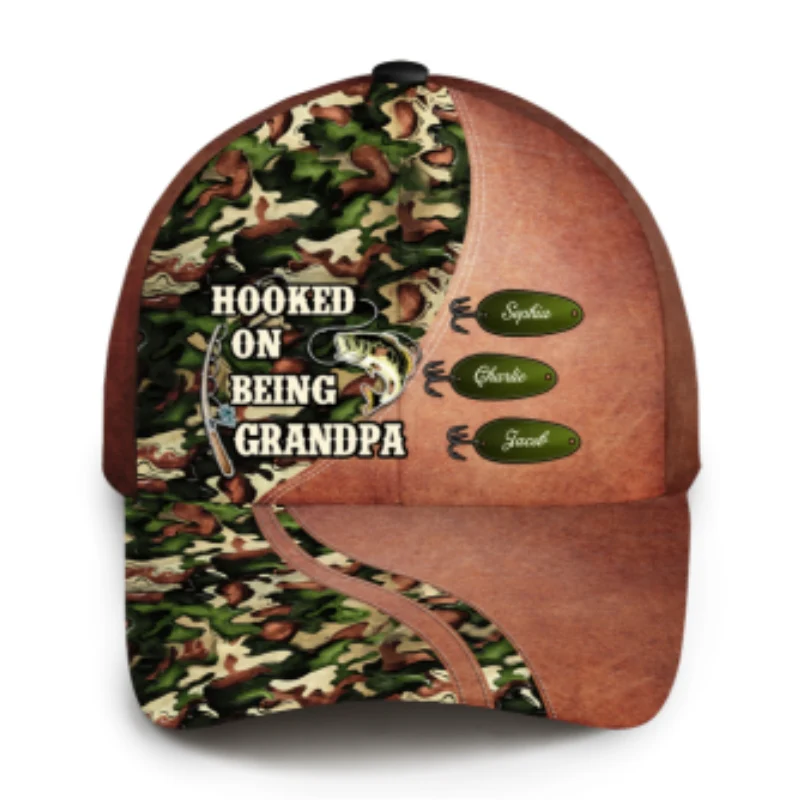 Hooked On Being Fishing Grandpa Papa Personalized Classic Cap, Father's Day Gift For Grandpa, Dad, Husband - Image 9