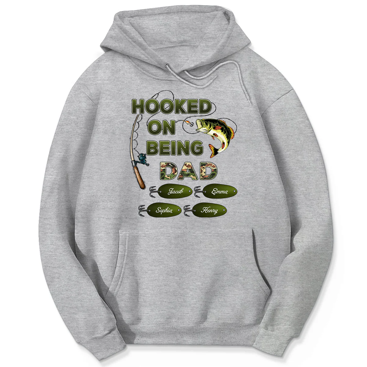 Hooked On Being Dad Grandpa Fishing Camouflage Personalized Shirt, Gift For Dad, Husband, Grandpa - Image 7