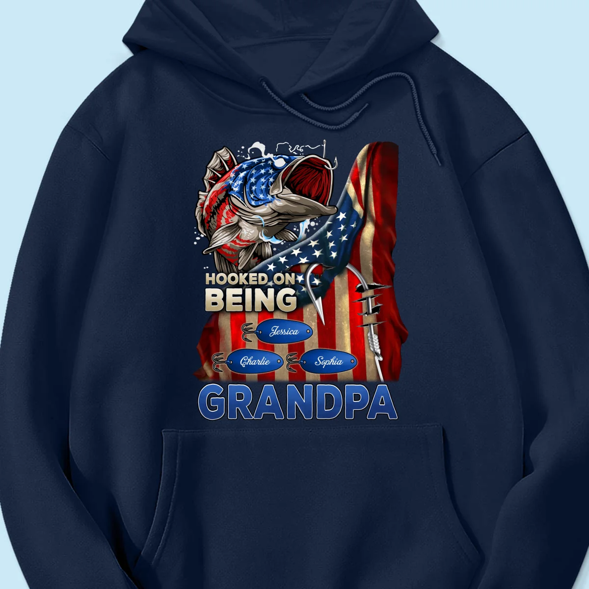 Hooked On Fishing Dad Grandpa Nation Flag Personalized Shirt - Image 12