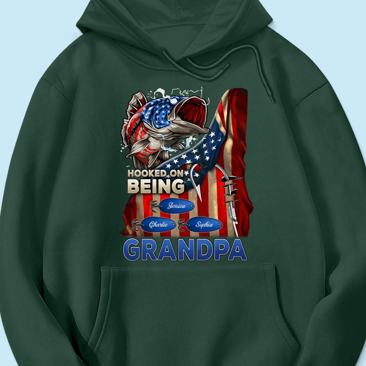 Hooked On Fishing Dad Grandpa Nation Flag Personalized Shirt - Image 15