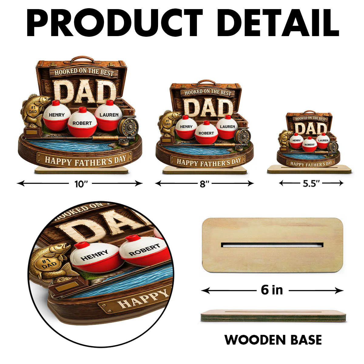 Hooked On The Best Dad Fishing - Personalized 2-Layered Wooden Plaque - Heartfelt Gift For Fishing Dad, Gift For Husband - Image 7