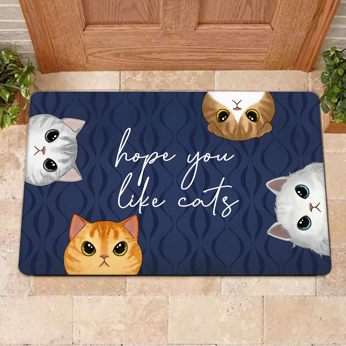 Hope You Like Cats Half Face Cat Personalized Doormat - Image 2