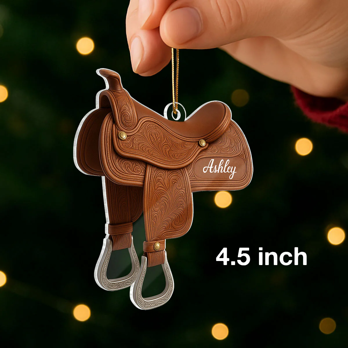 Horse Saddle - Personalized Acrylic Ornament - Christmas Gift for Horse Lovers - Image 2