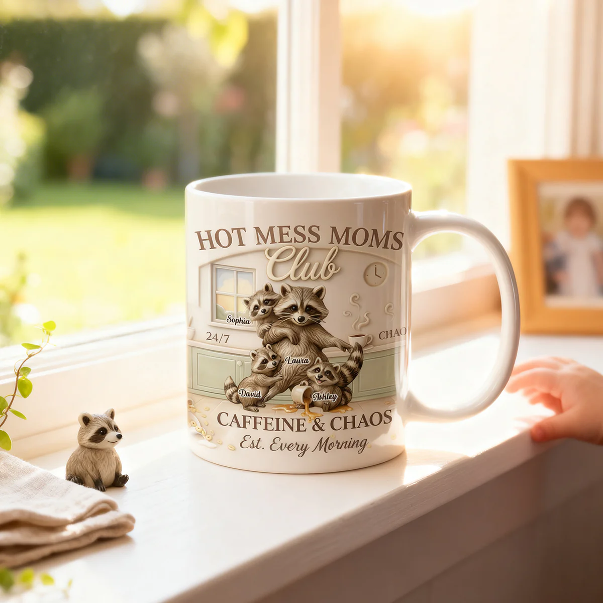 Hot Mess Moms Club Caffeine & Chaos - Personalized Mug - Gift For Mom - Image 2