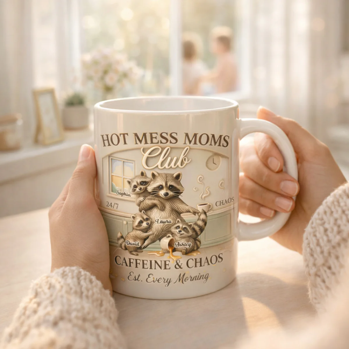 Hot Mess Moms Club Caffeine & Chaos - Personalized Mug - Gift For Mom - Image 3