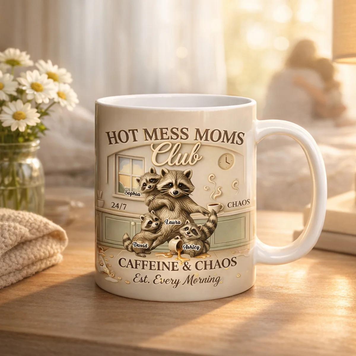 Hot Mess Moms Club Caffeine & Chaos - Personalized Mug - Gift For Mom - Image 4