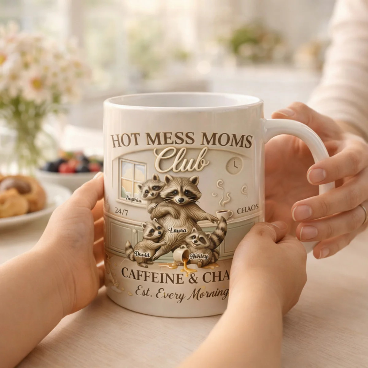 Hot Mess Moms Club Caffeine & Chaos - Personalized Mug - Gift For Mom - Image 5