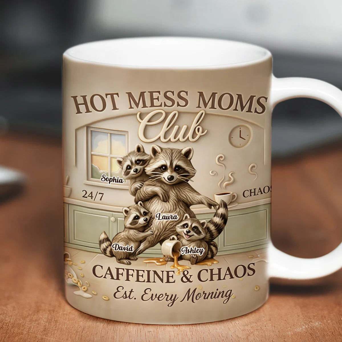 Hot Mess Moms Club Caffeine & Chaos - Personalized Mug - Gift For Mom - Image 6