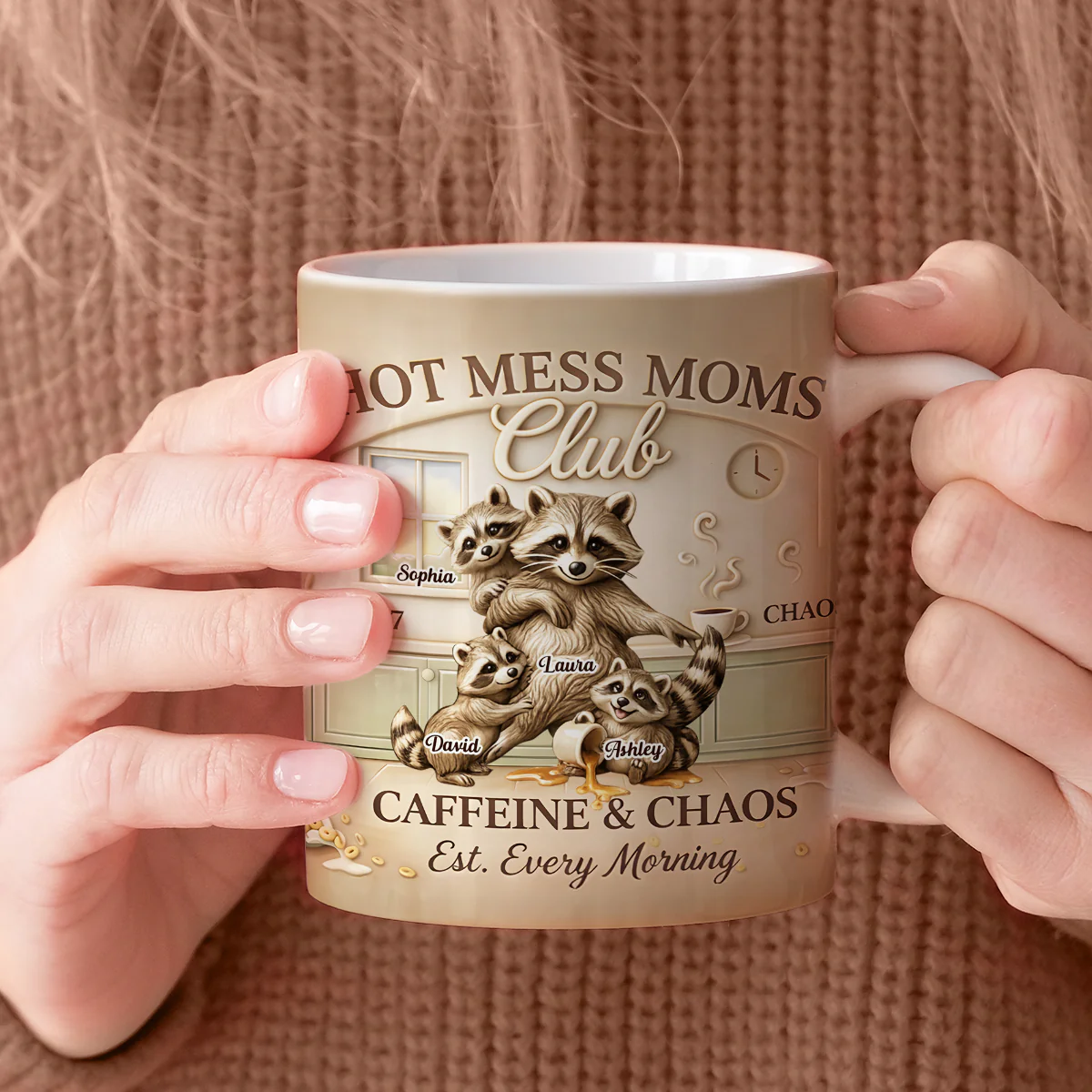 Hot Mess Moms Club Caffeine & Chaos - Personalized Mug - Gift For Mom - Image 7