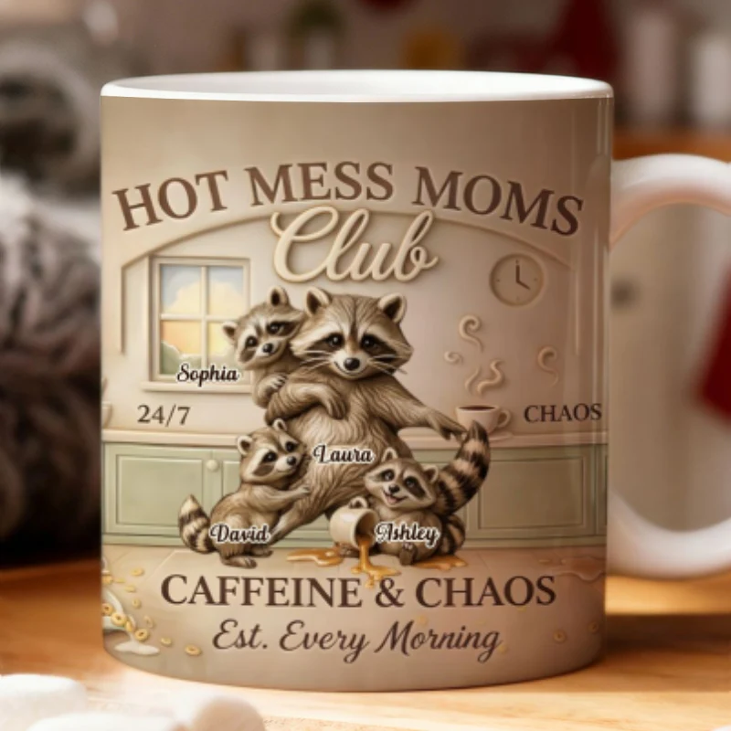 Hot Mess Moms Club Caffeine & Chaos - Personalized Mug - Gift For Mom - Image 8