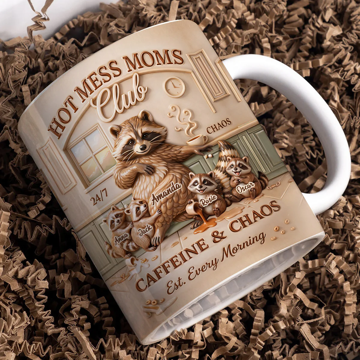 Hot Mess Moms Club - Personalized Mug - Funny Raccoon Coffee Mug for Mom, Mother's Day Gift for Wife - Image 6