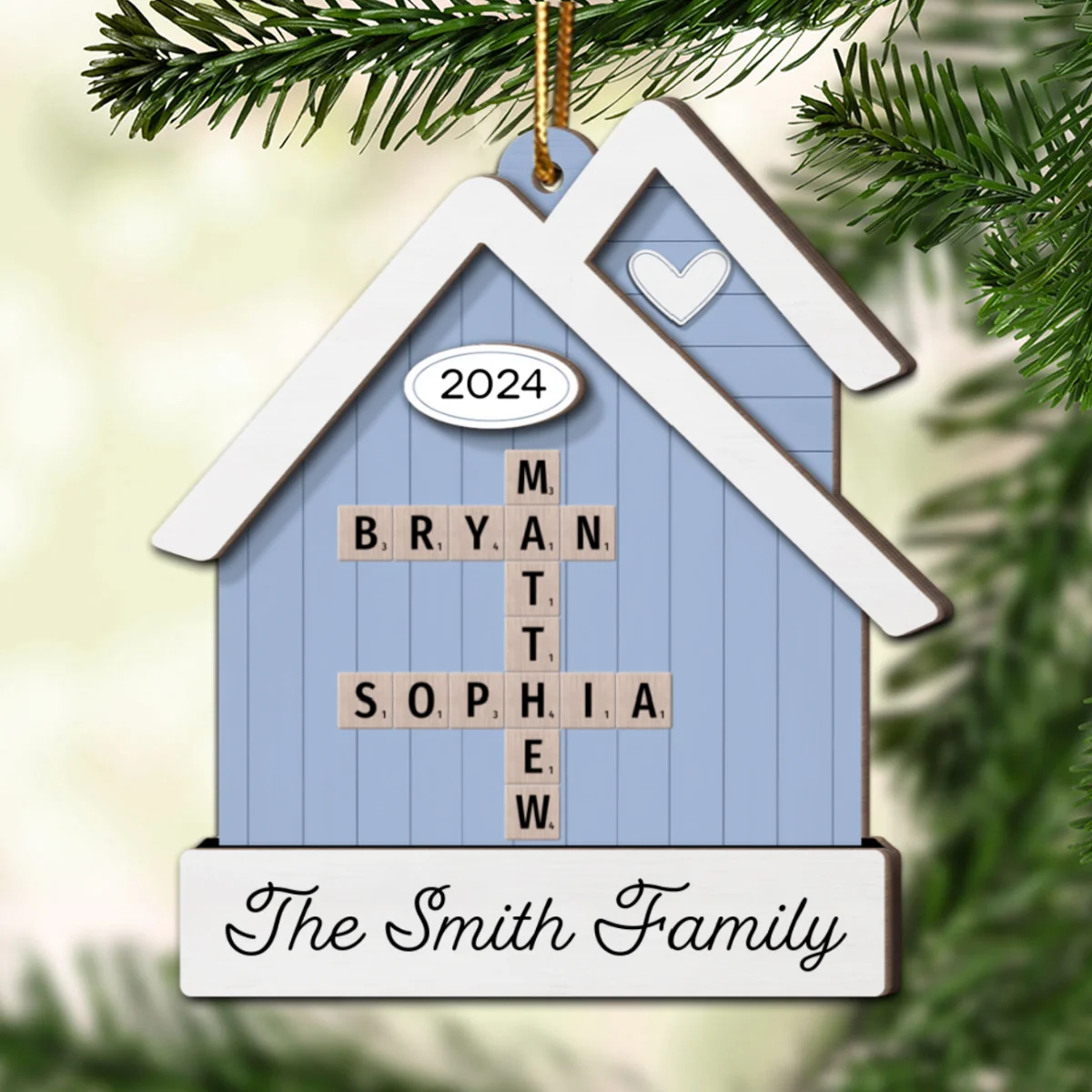 House Shaped Family Names Puzzle Crossword Personalized 2-Layer Wooden Ornament, Christmas Gift For Family - Image 11